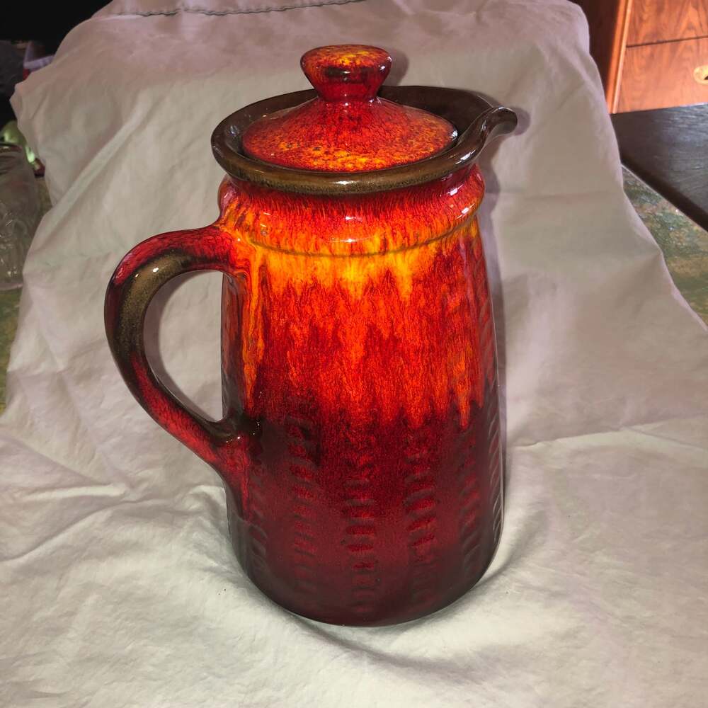 MCM Jacques Garnier Estriceram Canada Orange Drip Glaze Coffee Pot Genin Trudeau